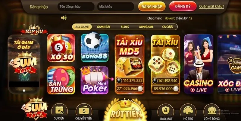 SumClub - hỗ trợ nhiều phương thức thanh toán, rút tiền sumclub khác nhau